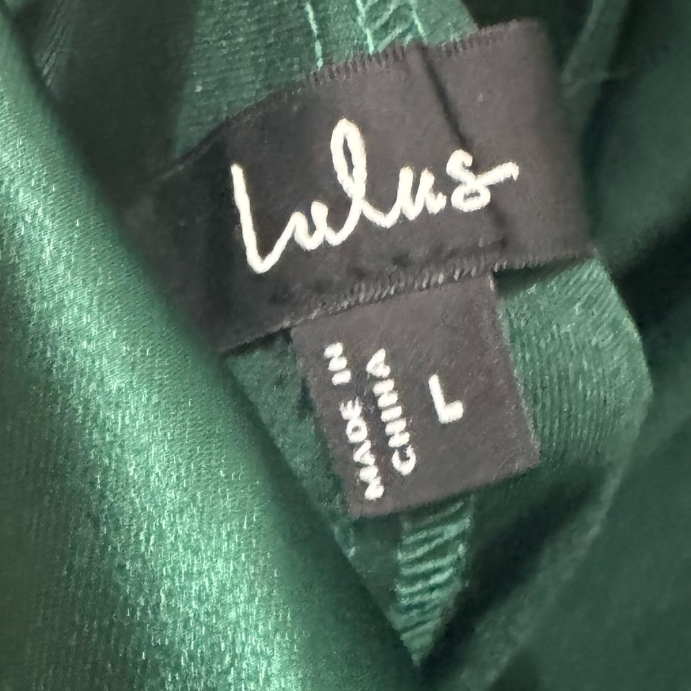 Lulu's Captivating Presence Forest Green Satin Cowl Back Maxi Dress Size Large - Picture 5 of 6